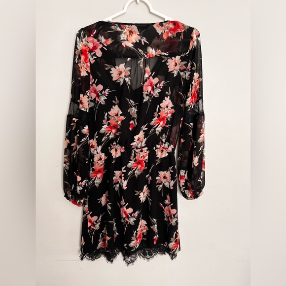 White House Black Market Long Sleeve Inset Floral Dress Size 4 - Picture 4 of 5